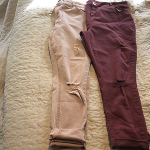Nice Burgundy &, nice pink distressed jeans